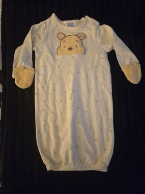 Disney Baby Cream Sleep Sack with Yellow Mittens and Winnie the Pooh Applique